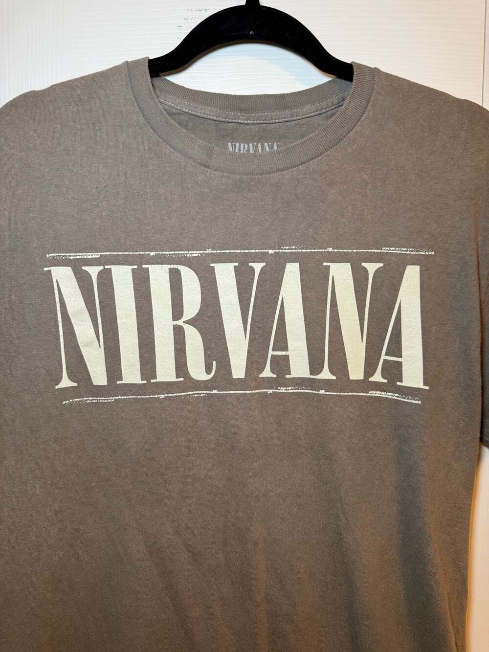 Nirvana Band T-Shirt Mens Medium Brown Graphic Smiley Face Retro Grunge